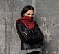 Red hood , Hooded infinity scarf,  cosplay scarf , hooded cowl , scarf with hood , Hooded scarves women : Red hood or Scarf hoodie ? - Its all of this and even more!  Red tender denim hood model. Nice accessory for everyday wear, dense denim fabric keeps 