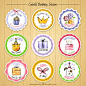 Collection of cute watercolor birthdat label Free Vector