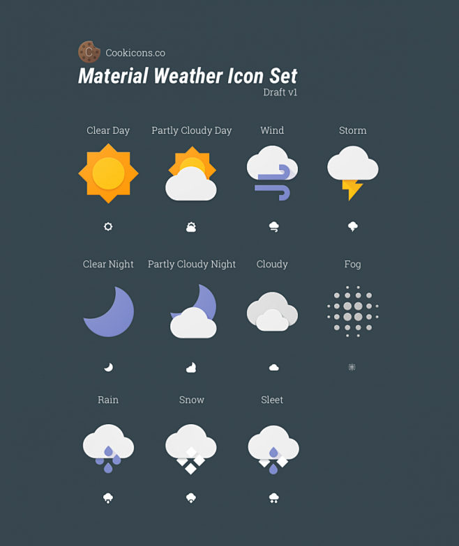 【新提醒】天气扁平化风格的图标设计-UI...