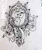 鹿纹身玫瑰纹身欧美纹身手稿