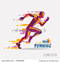 running man vector symbol  sport and competition concept background
