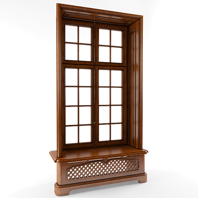 中式实木窗户3D模型含贴图