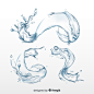 Collection of realistic water splashes Free Vector