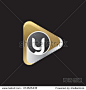 letter y rounded triangular logo gold silver black background
