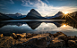 General 2100x1315 nature landscape Glacier National Park lake reflection sunset mountain sun rays clouds water stones national park calm rock valley