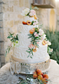 Wedding Cake: Decadence Fine Cakes & Confections -- See more of the wedding on Style Me Pretty: http://www.StyleMePretty.com/2014/03/12/al-fresco-wedding-in-santa-ynez/ Jose Villa Photography | Floral Design: Mindy Rice