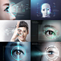 人工智能科技生物医疗医学眼睛光效面部识别合成海报PSD设计素材-淘宝网