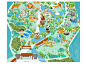 手绘地图定制卡通古镇3d立体景区校园绘制设计游戏乐公园地图制作-淘宝网