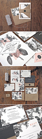 floral stationery | black and white wedding | kraft paper invites | Rachel Marvin Creative | #weddingchicks