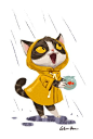 Art of Celine Kim: 
小猫咪，下雨了