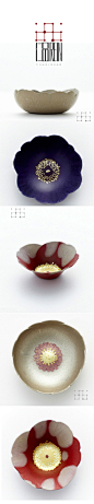 [乾漆花盃·野口洋子] 野口洋子是『祿Roku』签约的漆器艺术家，1952年出生于东京，毕业于东京艺术大学。最具代表性的作品就是下面的乾漆花盃系列漆器皿组，漆艺与镶嵌工艺展现自然美的经典。多年的积累在这样几件作品上展现，虽然少，但是看得出背后纷繁复杂探索的历程和辛酸，对于艺术家和设计师能有一件属于自己的优秀的作品就很不错，少即是多，也可以这样理解么？