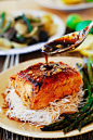 Asian salmon with rice noodles and asparagus by JuliasAlbum.com, via Flickr 