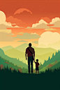 dad happy fathers day on a happy fathers day card illustration, in the style of atey ghailan, romantic landscape, uhd image, hikecore, stephen ormandy, naturalistic poses, simplistic vector art