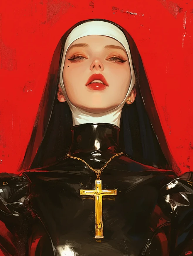 A beautiful nun with...