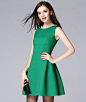 绿色连衣裙 青春活力 模特女 广告图背景 平面模特 模特大片