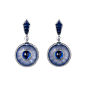 高级珠宝耳环 高级珠宝 / <br />Cartier Royal / <br />耳环，铂金，斯里兰卡凸圆形切割蓝宝石（2.29克拉和2.31克拉），雕刻玉髓，蓝宝石，圆形明亮式切割钻石。