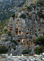 Rock cut tombs in Myra, ancient town in Turkey