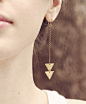 Brass Arrow Triangle Earrings