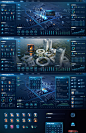 原创智慧园区可视化科技炫酷大屏UI页面素材源文件ps模板组件分层-淘宝网