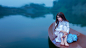 #women, #models, #brunettes, #long hair, #women outdoors, #sitting, #white dresses, #flowers, #boats, #water, #barefoot, #Asians, #photo manipulation, #holding knees | Wallpaper No. 145652 - wallhaven.cc