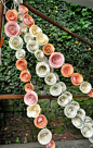 Wedding Garland Paper Flowers Orange, Ivory Peach Pink Book Pages 22 feet