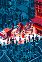 A late Chinese Afternoon : A late afternoon in a Shanghai street. Illustration for Uzbek & Rica magazine.