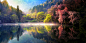 General 1553x768 nature spring mist lake trees reflection forest landscape hills water colorful South Korea