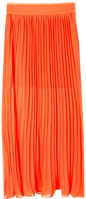 橙色风琴褶侧开叉雪纺半身长裙（多色）-最搭配