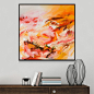 橙色抽象手绘油画 现代软装样板房售楼部会所客厅主卧玄关装饰画-淘宝网