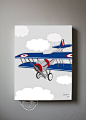 Vintage Airplane Boys wall art - Airplane Canvas Art, Boys Room Decor , 12 x 16 Canvas Reproduction. $65.00, via Etsy.: 