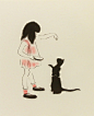 Hand Fed Black Cat Print, Kids Wall Art Nursery Print No. 27