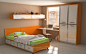 lit-d'enfant-avec-tiroirs-design-minimaliste-beige-et-orange