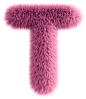 Pink 3D Fluffy Letter T