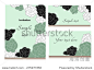 A set of cards camellia on mint background for design of invitations, greeting cards