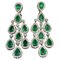 Classic Emerald and Diamond Chandelier Dangle Earrings