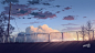 天空白云的纯美日系唯美场景插画图片