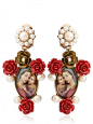 DOLCE & GABBANA   Virgin Mary Red Rose Resin Earrings