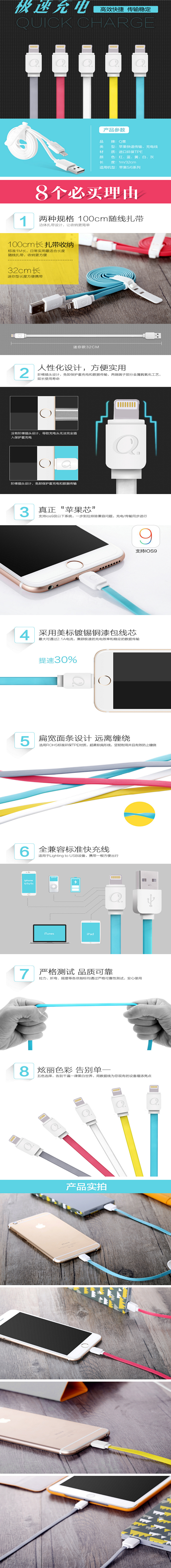 Q果 iPhone6數據線6s蘋果5加長...