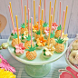 Pineapple cake pops from Spring Flamingo Birthday Party at Kara's Party Ideas. See more at http://karaspartyideas.com!: