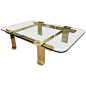 Italian Stellar Solid Brass and Glass Sculptural Cocktail Table For Sale