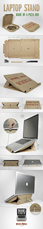 Laptop stand made of a pizza box on Behance