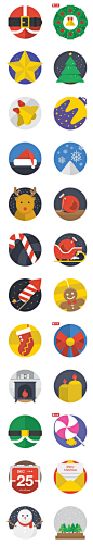 24个圣诞主题圆形PNG图标_图片素材  icon