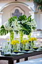 Tall Tropical Cylinders reception wedding flowers,  wedding decor, wedding flower centerpiece, wedding flower arrangement, add pic source on comment and we will update it. www.myfloweraffair.com can create this beautiful wedding flower look.: 