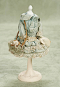 French Aqua Cotton Dress for BebeJumeau,Size1,Probably Jumeau Original, circa 1884