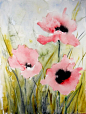 Saatchi Online Artist: Karin Johannesson; Watercolor, 2013, Painting "Pink Poppies III"