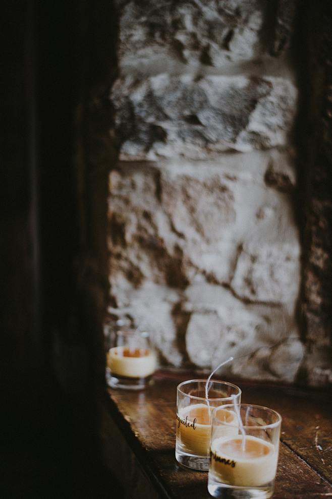 three votive candles...