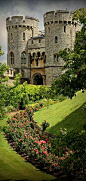 Windsor Castle, Berkshire England. The original castle was built in the 11th century after the Norman invasion by William the Conqueror. Since the time of King Henry I, it has been used by succeeding monarchs and is the longest-occupied palace in Europe. 