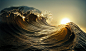 The waves and light海浪与光摄影照片