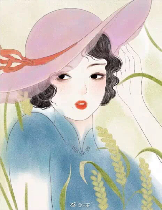 民国旗袍美人老上海女人美女插画