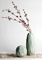 东方意饰 陶瓷花瓶 新中式家居饰品高温瓷青石花器